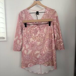 90s Y2K Medium Light Pink Paisley Ruch Top Skirt Set of 2 2000s Preppy Coquette